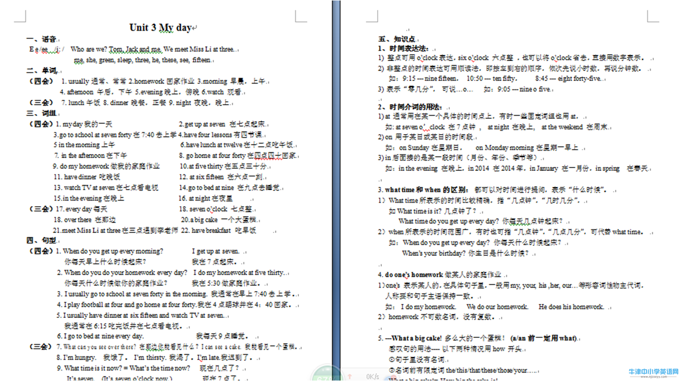 U3单词、词组、句子(区分三会四会)+语法精华